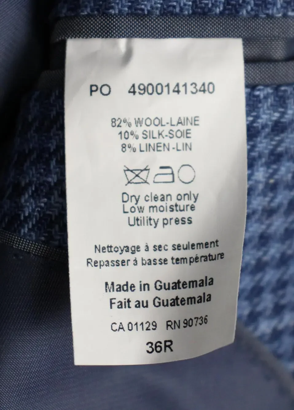 Michael Kors Blazer Mens 36 R Blue Houndstooth Wool Silk Linen Classic Fit Coat